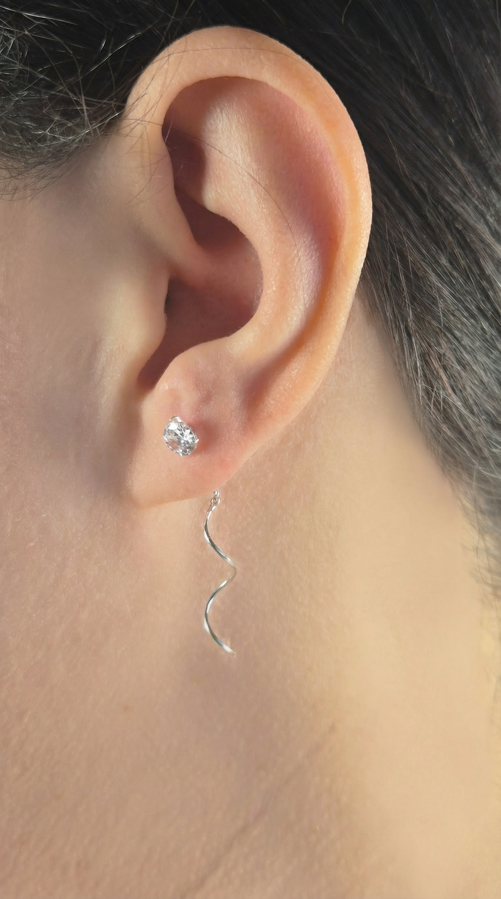 Solitär Threader-S Ohrringe - 925 Sterling Silver