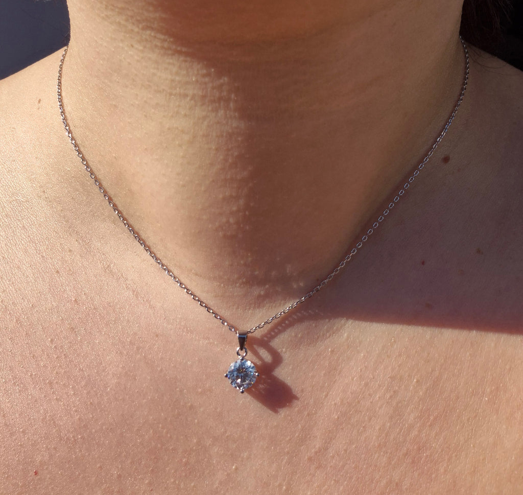 Solitär Halskette - 925 Sterling Silver